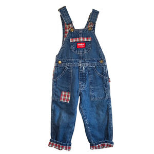 Vintage OshKosh B’Gosh Vestbak Denim Overalls Size 3T Made in USA Plaid Lined